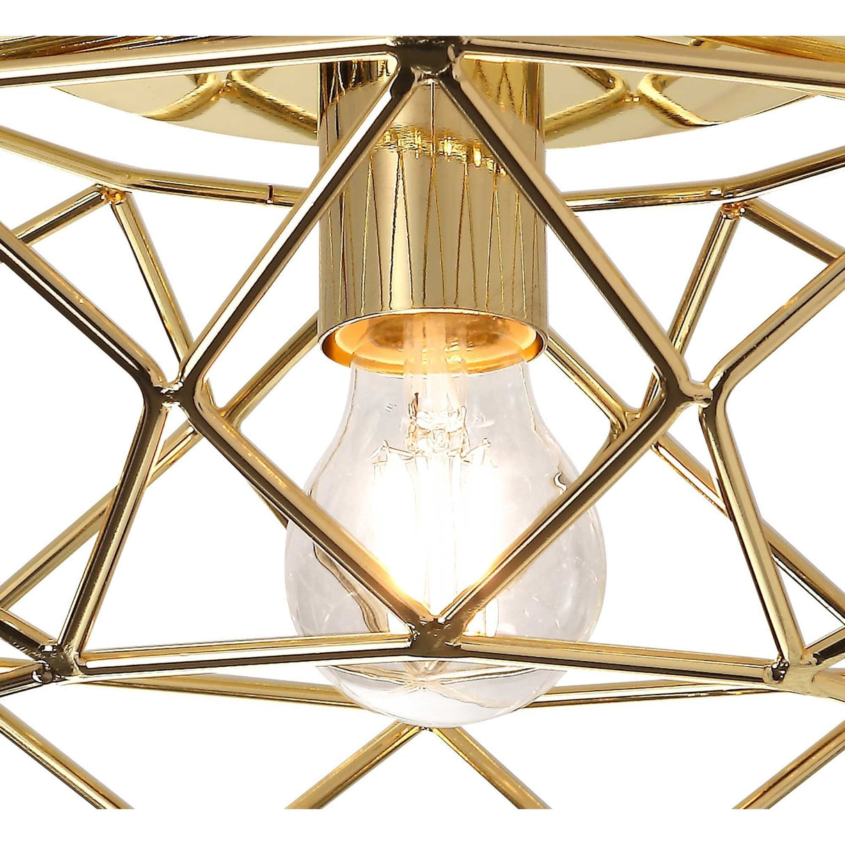Elegant Polished Brass Flush Ceiling Light Fixture with E27 Socket