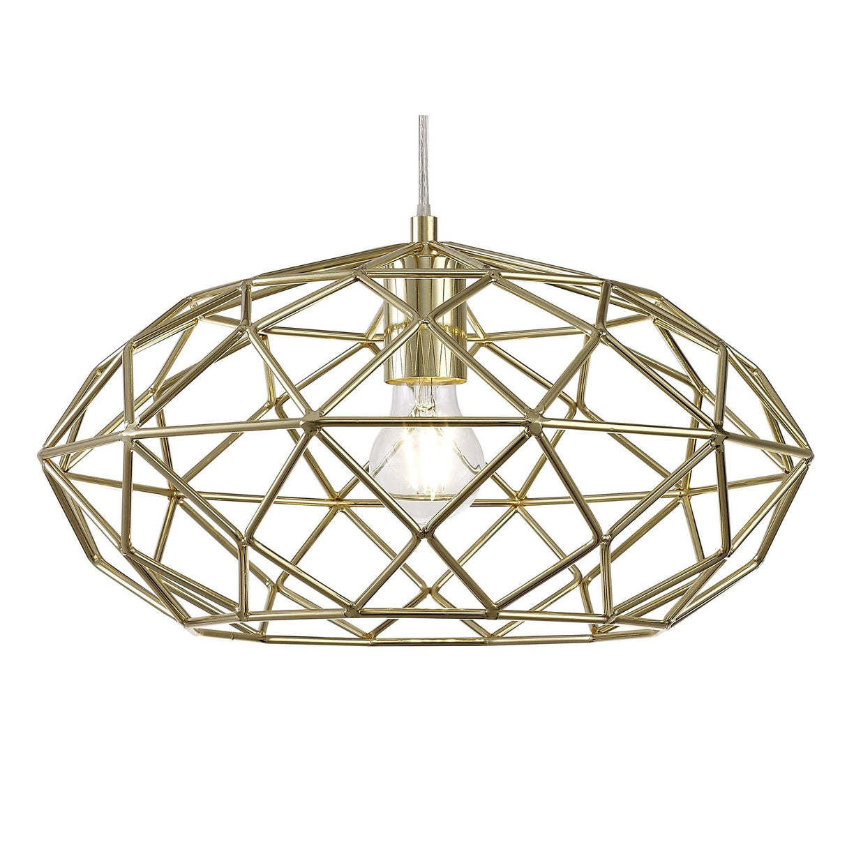 Gleaming Brass Elliptical Pendant Light - E27 Socket