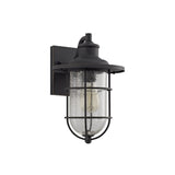 Matte Black and Gold Outdoor Wall Lantern with Seeded Glass, IP54, 2-Year Warranty