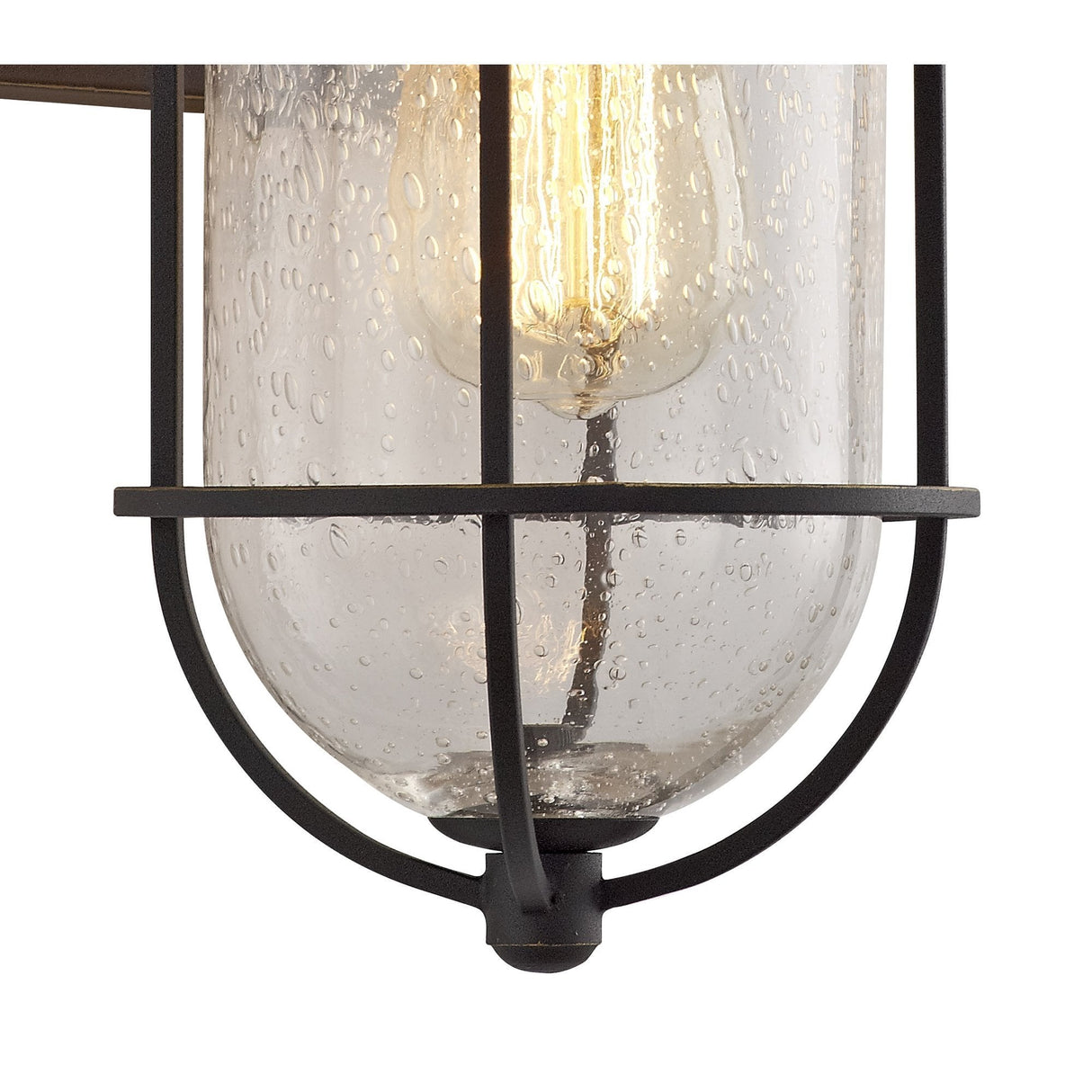 Matte Black and Gold Outdoor Wall Lantern with Seeded Glass, IP54, 2-Year Warranty