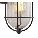 Matte Black and Gold Outdoor Wall Lantern with Seeded Glass, IP54, 2-Year Warranty