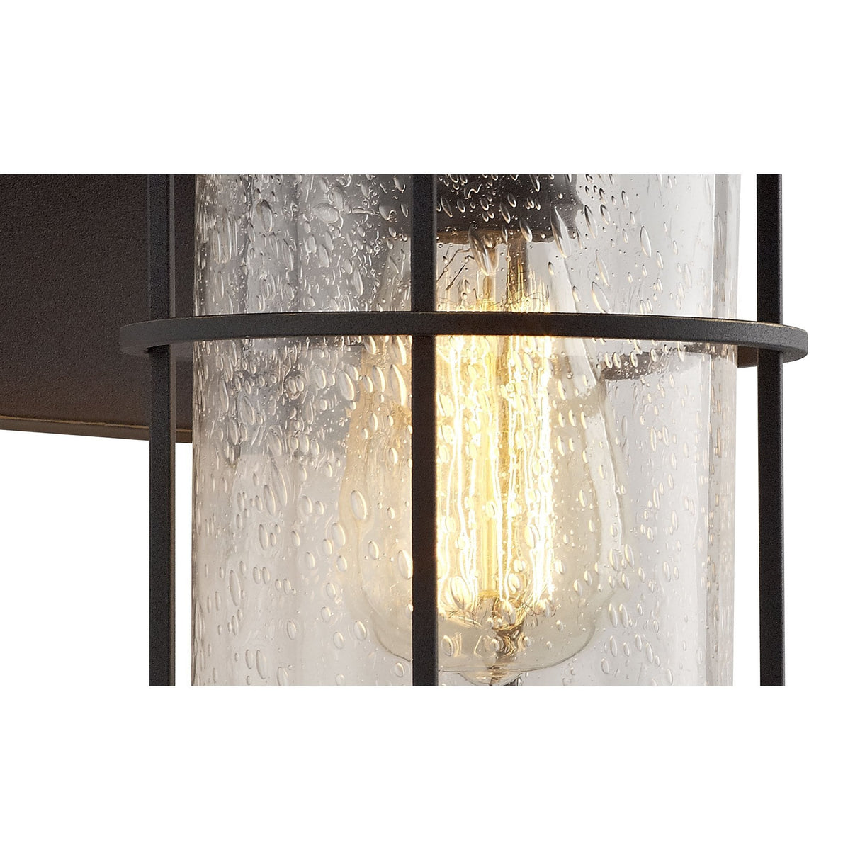 Matte Black and Gold Outdoor Wall Lantern with Seeded Glass, IP54, 2-Year Warranty