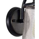 Elegant Black and Gold Wall Lantern with Seeded Glass, E27, IP54, 2-Year Warranty