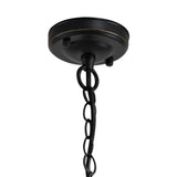 Elegant Black and Gold Pendant Light with Clear Seeded Glass Shade, Adjustable Drop Length