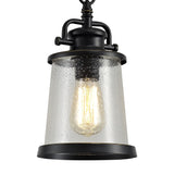 Elegant Black and Gold Pendant Light with Clear Seeded Glass Shade, Adjustable Drop Length