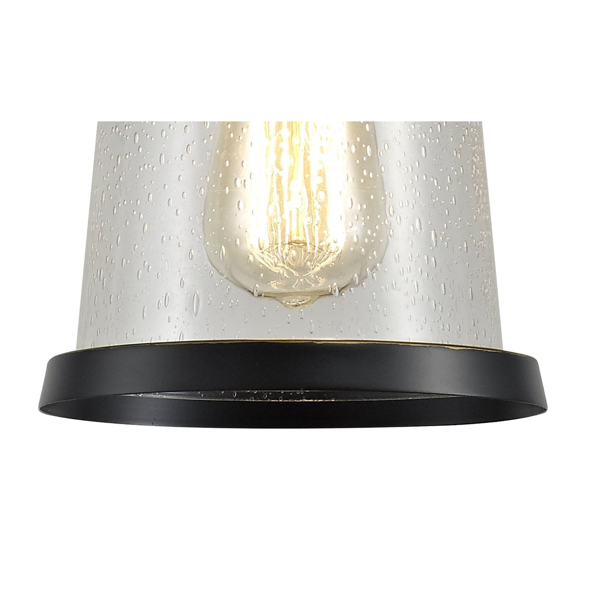 Elegant Black and Gold Pendant Light with Clear Seeded Glass Shade, Adjustable Drop Length