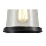 Elegant Black and Gold Pendant Light with Clear Seeded Glass Shade, Adjustable Drop Length