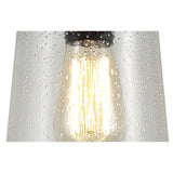Elegant Black and Gold Pendant Light with Clear Seeded Glass Shade, Adjustable Drop Length