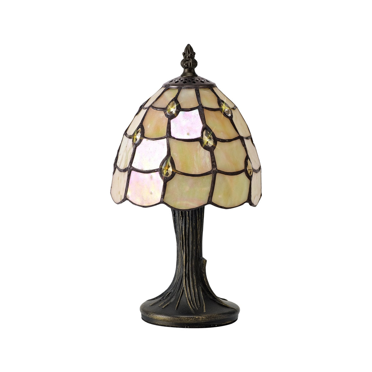 Elegant Tiffany Crystal Table Lamp with Black and Gold Accents