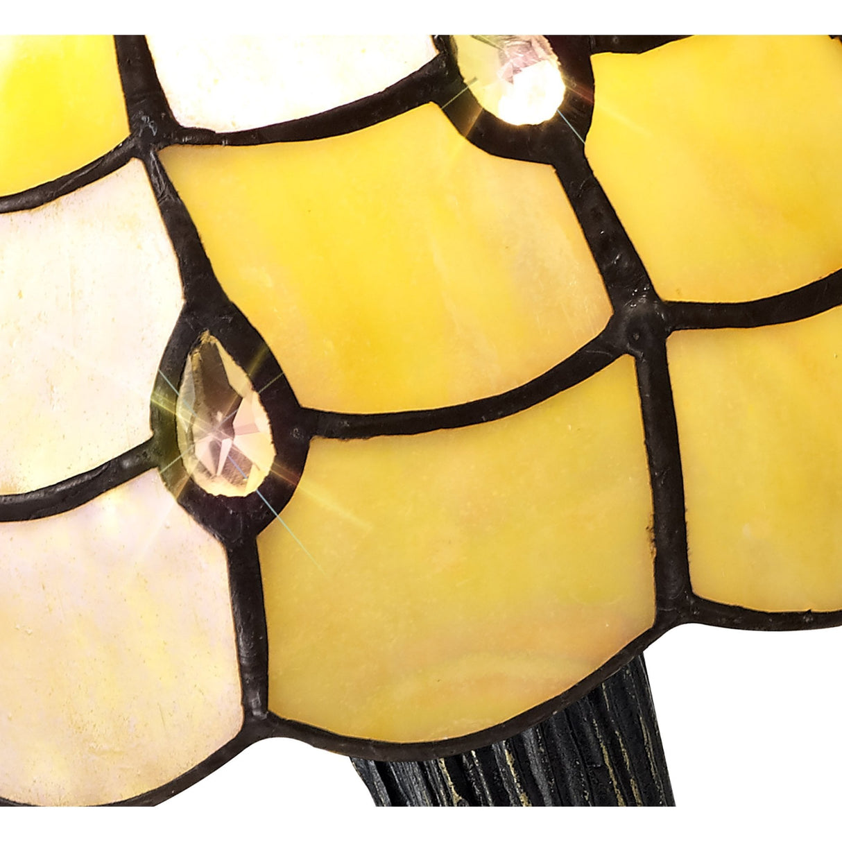 Elegant Tiffany Crystal Table Lamp with Black and Gold Accents