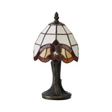 Tiffany-Inspired Crystal Table Lamp with E14 Socket, Cream and Amber Shade