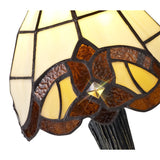 Tiffany-Inspired Crystal Table Lamp with E14 Socket, Cream and Amber Shade