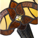 Tiffany-Inspired Crystal Table Lamp with E14 Socket, Cream and Amber Shade