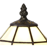 Tiffany-Style Crystal Table Lamp with White/Blue/Clear Shade and Black/Gold Accents