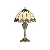 Vintage Tiffany-Inspired Table Lamp with Antique Brass Finish and Crystal Accents