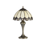 Vintage Tiffany-Inspired Table Lamp with Antique Brass Finish and Crystal Accents