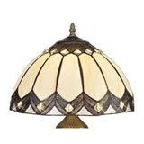 Vintage Tiffany-Inspired Table Lamp with Antique Brass Finish and Crystal Accents