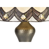 Vintage Tiffany-Inspired Table Lamp with Antique Brass Finish and Crystal Accents