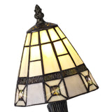 Handcrafted Cream and Grey Tiffany Table Lamp with Clear Crystal Shade