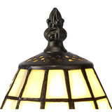 Handcrafted Cream and Grey Tiffany Table Lamp with Clear Crystal Shade
