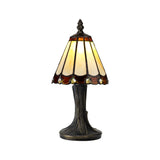 Artisan Tiffany-Style Table Lamp with Crystal Shade - Cream/Brown/Clear Finish