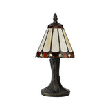 Artisan Tiffany-Style Table Lamp with Crystal Shade - Cream/Brown/Clear Finish