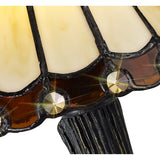 Artisan Tiffany-Style Table Lamp with Crystal Shade - Cream/Brown/Clear Finish