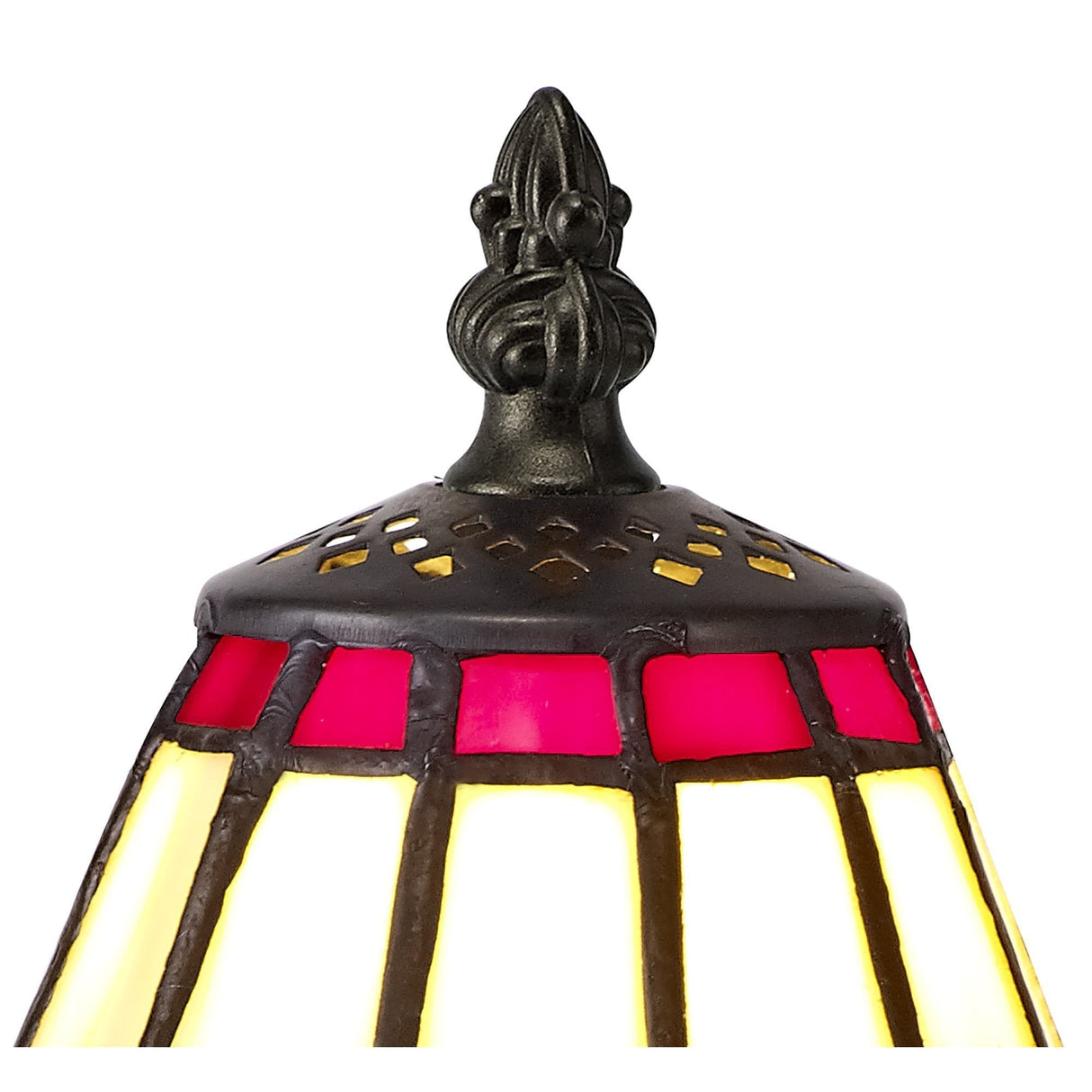 Elegant Tiffany-Style Table Lamp with K9 Crystal Shade, Cream/Red/Clear