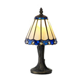 Elegant Tiffany-Style Table Lamp with Cream and Blue Crystal Shade