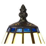 Elegant Tiffany-Style Table Lamp with Cream and Blue Crystal Shade