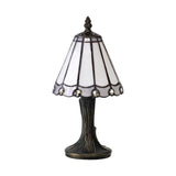 Elegant Tiffany Style Table Lamp with Crystal Shade, E14 Fitting, White/Grey/Clear Design