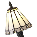 Elegant Tiffany Style Table Lamp with Crystal Shade, E14 Fitting, White/Grey/Clear Design