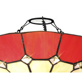 Tiffany Art Glass Uplighter Shade, Red and Cream Crystal Design
