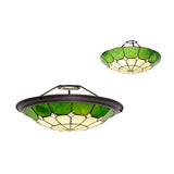 Elegant Tiffany-Style Crystal Uplighter Shade, Green and Cream Design