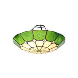 Elegant Tiffany-Style Crystal Uplighter Shade, Green and Cream Design