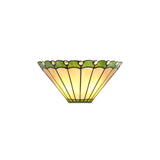 Artisanal Tiffany-Style Green and Cream Wall Lamp with Crystal Accents