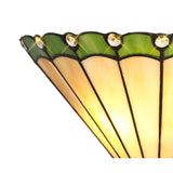 Artisanal Tiffany-Style Green and Cream Wall Lamp with Crystal Accents