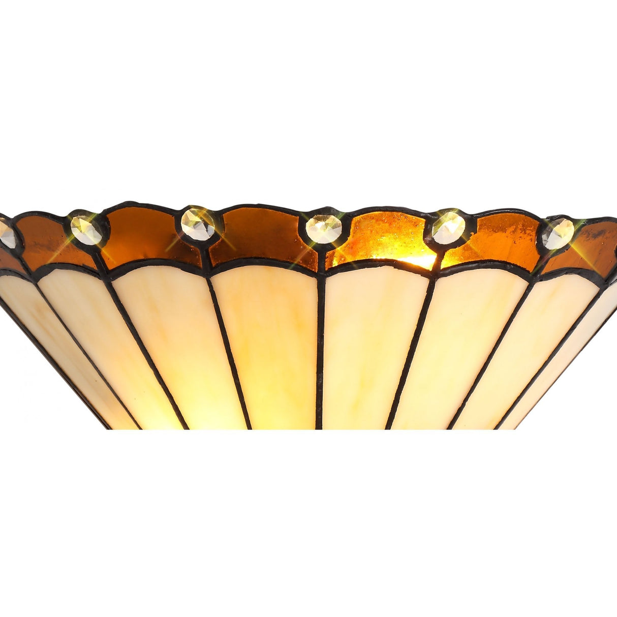 Art Deco Amber and Cream Crystal Wall Sconce, Double E14, Handcrafted Design