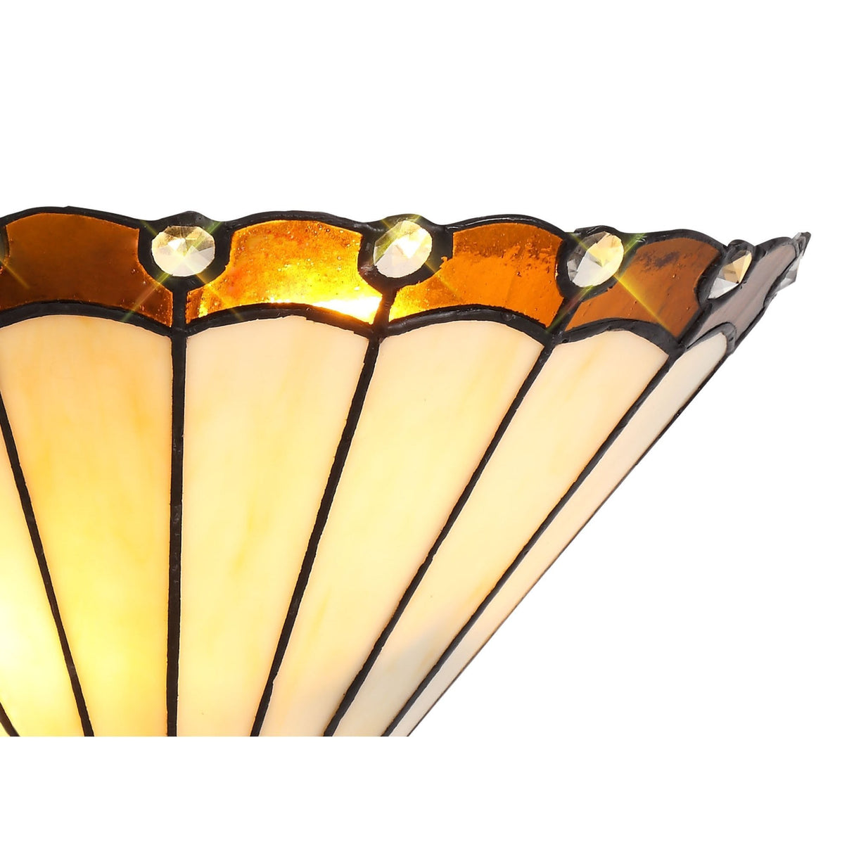 Art Deco Amber and Cream Crystal Wall Sconce, Double E14, Handcrafted Design