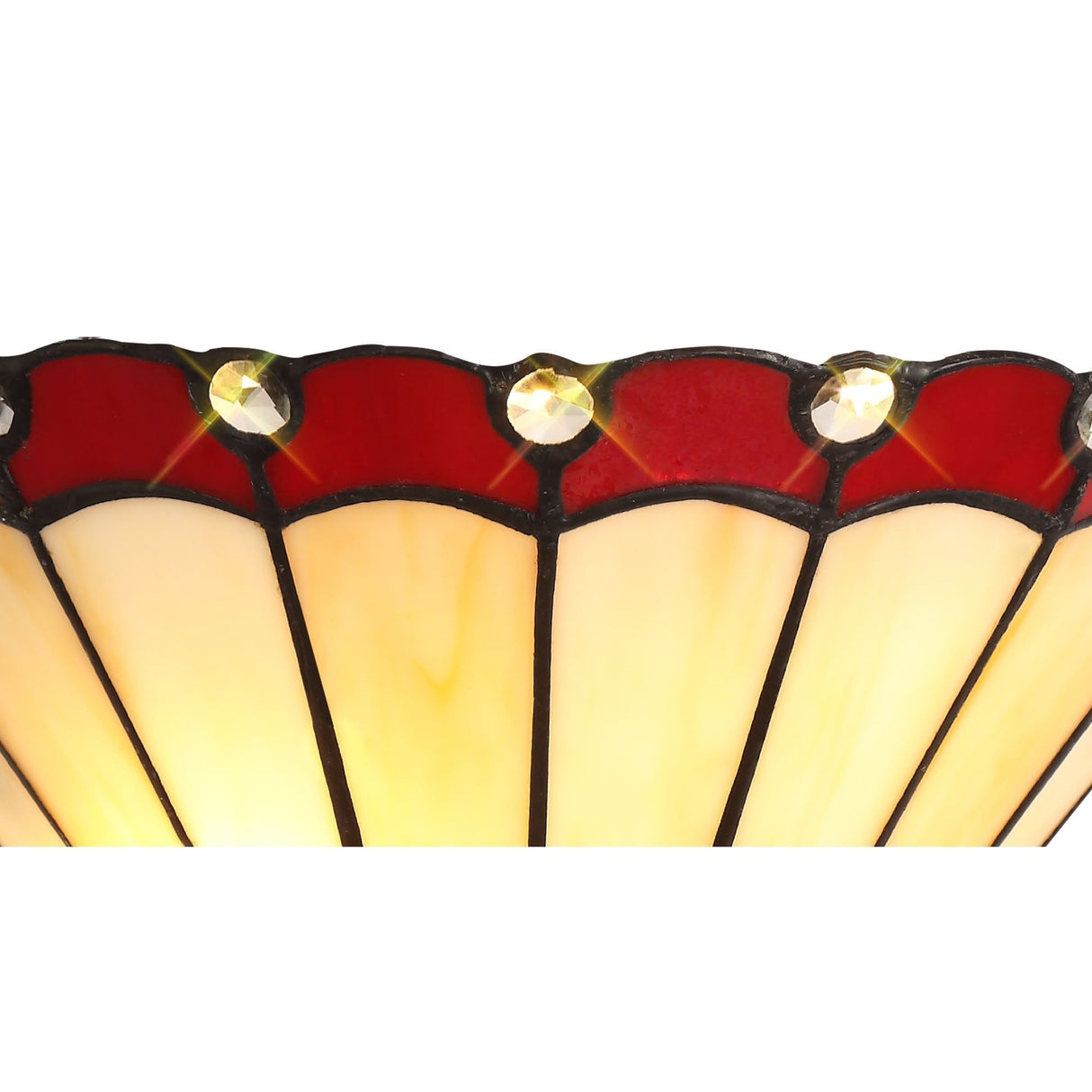 Elegant Tiffany-Inspired Wall Lamp with K9 Crystals, Red/Cream/Black Finish, E14 Fitting