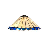 Elegant Tiffany Style Shade in Blue and Cream with Crystal Accents, 40cm