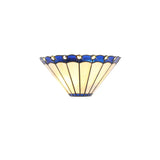 Elegant Blue and Cream Stained Glass Wall Sconce with Crystal Accents