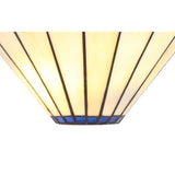 Elegant Blue and Cream Stained Glass Wall Sconce with Crystal Accents