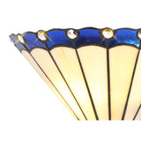 Elegant Blue and Cream Stained Glass Wall Sconce with Crystal Accents