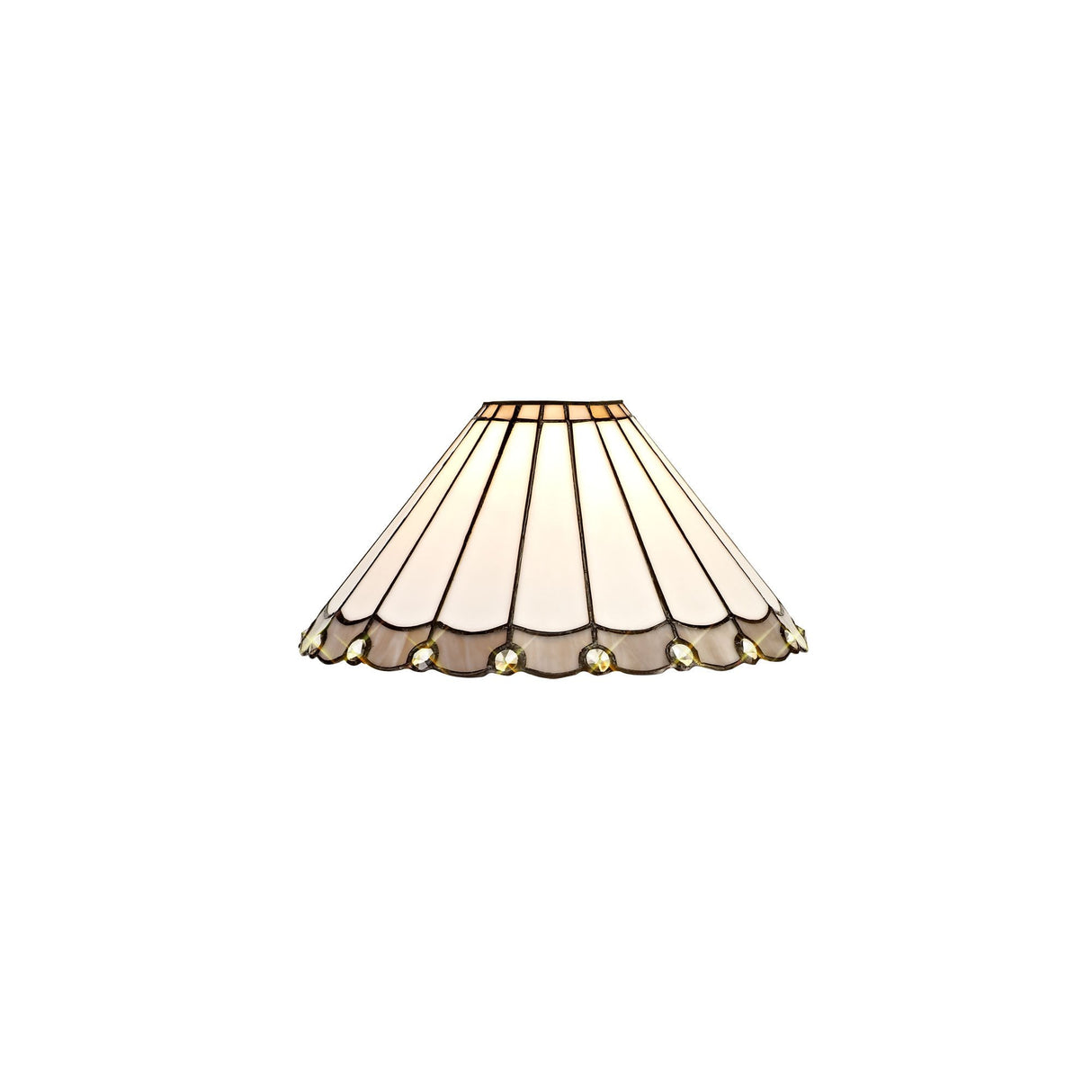 Elegant Handcrafted Tiffany Shade with K9 Crystals, Grey/Cream