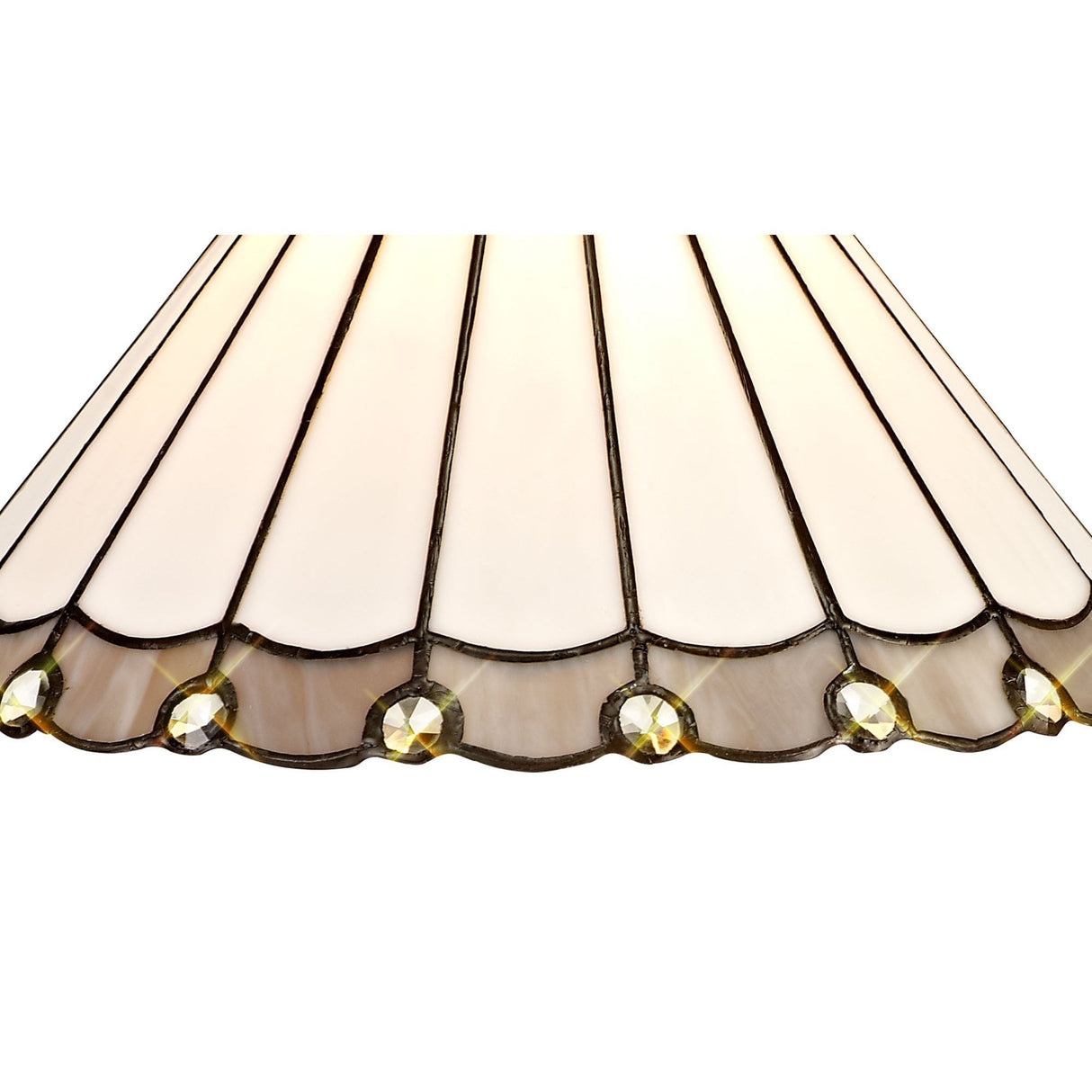 Elegant Handcrafted Tiffany Shade with K9 Crystals, Grey/Cream