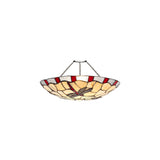 35cm Red and Cream Tiffany-Style Uplighter Shade with Clear K9 Crystal Detailing