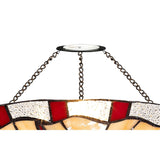 35cm Red and Cream Tiffany-Style Uplighter Shade with Clear K9 Crystal Detailing