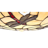 35cm Red and Cream Tiffany-Style Uplighter Shade with Clear K9 Crystal Detailing