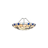 35cm Handcrafted Tiffany Uplighter Shade in Rich Blue and Cream with Clear K9 Crystals